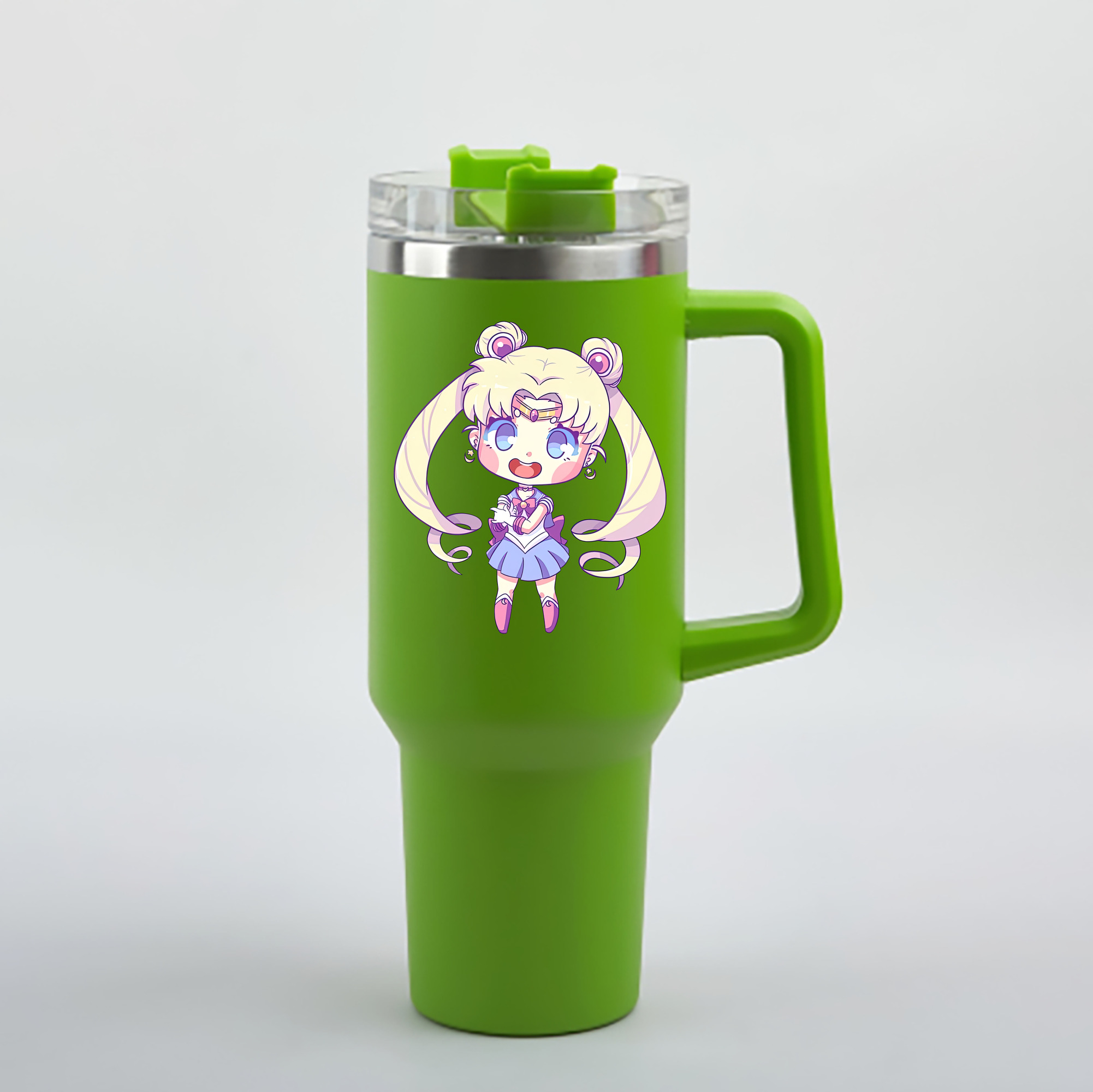 （画像用） 美少女戦士セーラームーン 月野 うさぎ つきの うさぎ Sailor Moon Tsukino Usagi 1200mL車用タンブラー - クリスタルステッカー（プラスチックストロー付き）